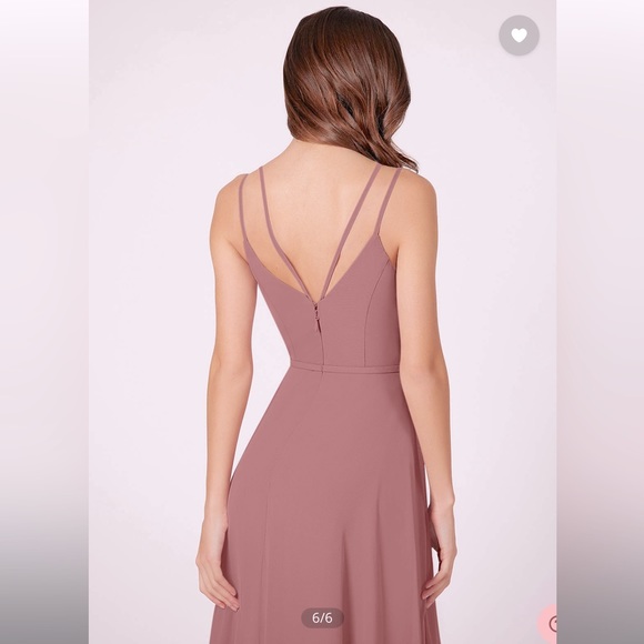 Azazie Janine A-Line Chiffon Floor-Length Dress Dusty Rose - Picture 6 of 6